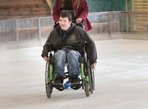 Wheelchair on ice rink
