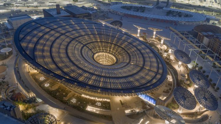 Exterior of Terra pavilion at night