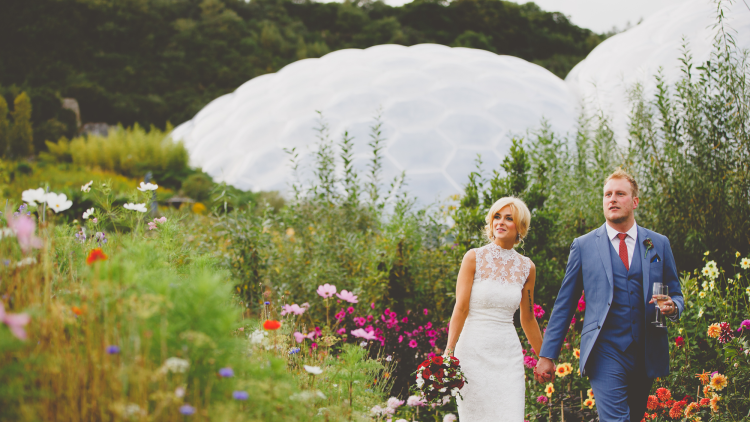 A couple getting married in the Outdoor Gardens