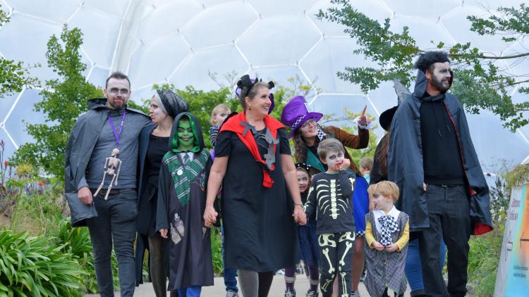 Group of people in Halloween fancy dress