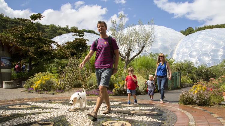 Eden Project visitors with dog