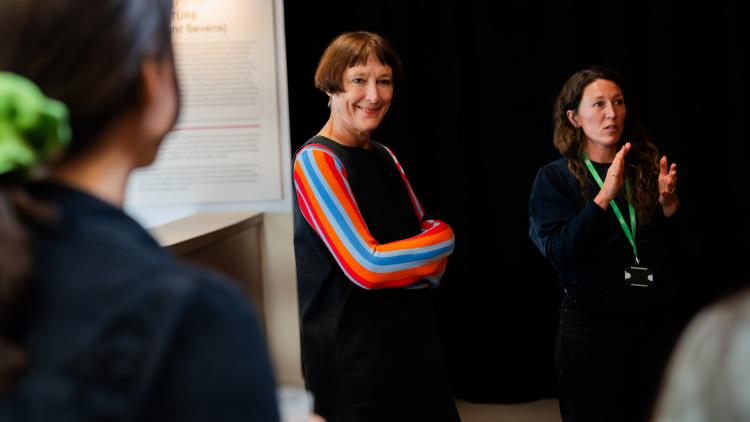 Cornelia Parker at exhibition at the Eden Project