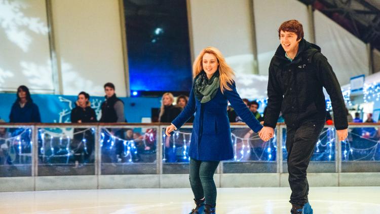 Couple ice skating