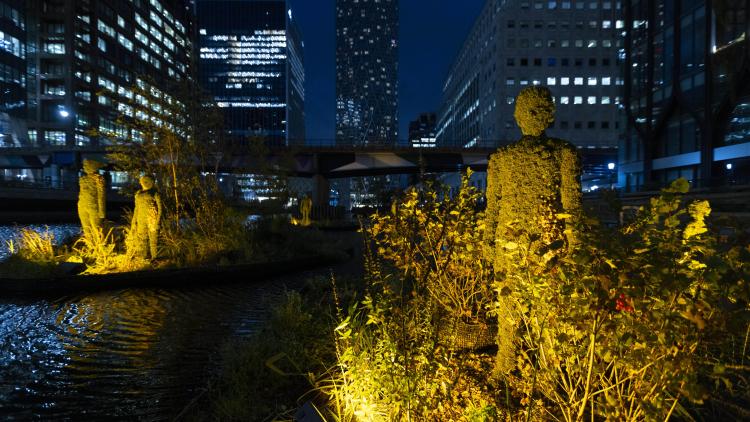 Eden Dock at Canary Wharf at night