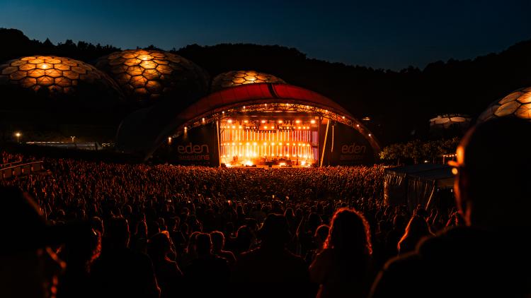 Eden Sessions concert looking over the crowd to the stage