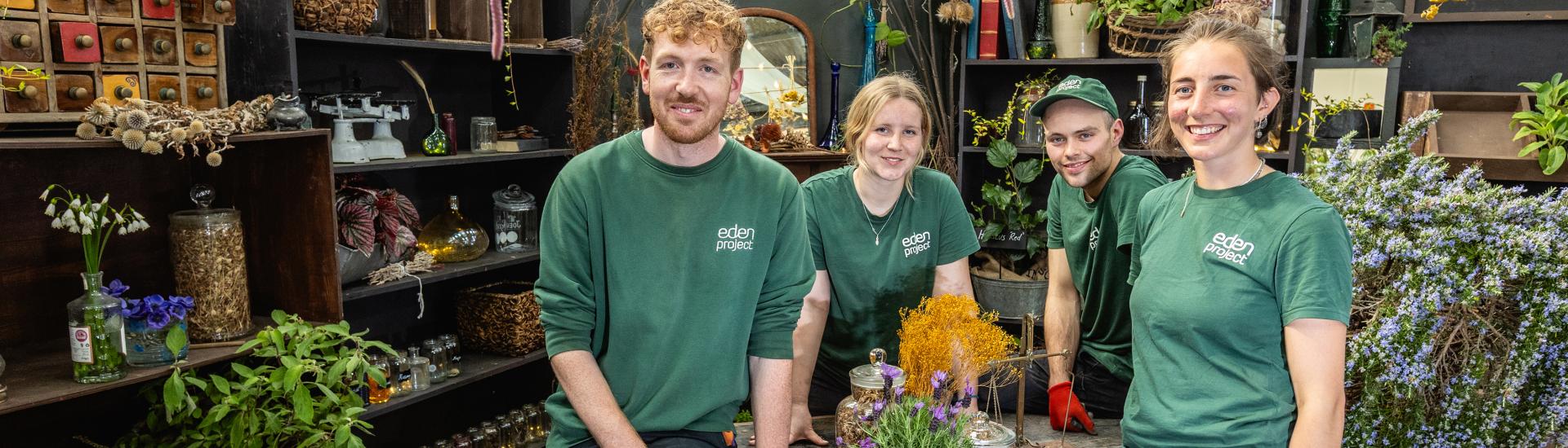 Eden Project horticulture students in Eden's Apothecary garden